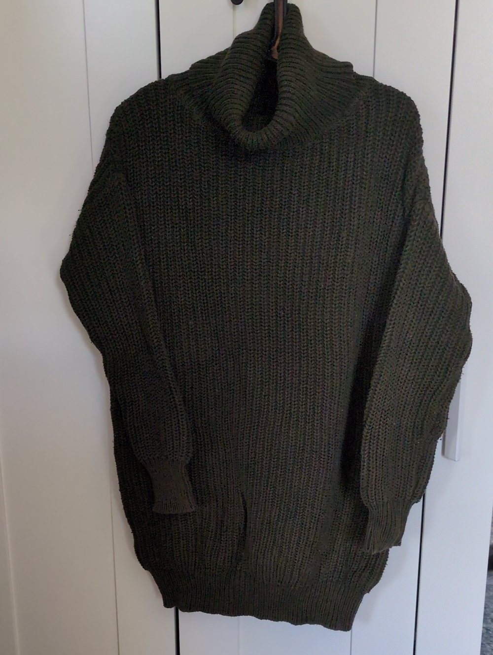 Joe Fresh Olive Green Cable Knit Turtleneck Dress